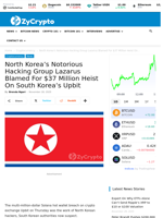 North Korea’s Notorious Hacking Group Lazarus Blamed For $37 Million Heist On South Korea’s Upbit ⋆ ZyCrypto