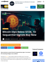 Bitcoin Dips Below $113K, TD Sequential Signals Buy Now | Live Bitcoin News