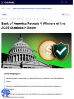 Bank of America Reveals 4 Winners of the 2025 Stablecoin Boom