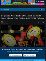 Dogecoin Price Risks 20% Crash as Death Cross Aligns With Falling DOGE ETF Inflows