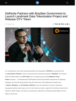 DelNorte Partners with Brazilian Government to Launch Landmark Data Tokenization Project and Release DTV Token - Visionary Financial