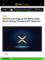 XRP Price on Edge as $50 Million Daily Whale Selling Threaten