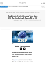 Top Bitcoin Analyst George Tung Says XRP Can Realistically Reach $8 to $10