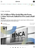 NCA Officer Who Stole Bitcoin From Crime Network Jailed for Five and a Half Years - Decrypt