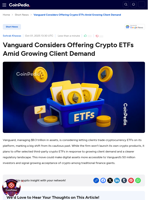 Vanguard Considers Offering Crypto ETFs Amid Growing Client Demand