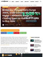 Shiba Inu Transactions Surge 300%, Snek Community Hits New Highs - APEMARS Stage 13 Closing Soon as the Best Crypto to Buy Now | Live Bitcoin News