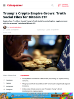 Trump's Crypto Empire Grows: Truth Social Files for Bitcoin ETF