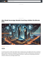 Abu Dhabi Sovereign Wealth Fund Buys $436m Via Bitcoin ETFs - Brave New Coin