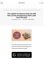 The Capital You Need to Enter the XRP Rich List Has Dropped from $6K to $3K Since Q4 2025