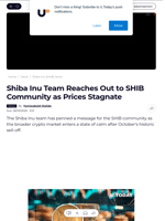 Shiba Inu Team Reaches Out to SHIB Community as Prices Stagnate - U.Today