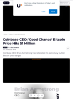 Coinbase CEO: 'Good Chance' Bitcoin Price Hits $1 Million - U.Today