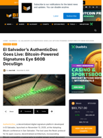 El Salvador's AuthenticDoc Goes Live: Bitcoin-Powered Signatures Eye $60B DocuSign