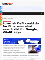 Low-risk DeFi could do for Ethereum what search did for Google, Vitalik says - The Crypto News Wire
