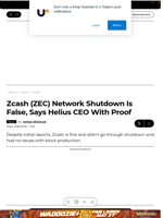 Zcash (ZEC) Network Shutdown Is False, Says Helius CEO With Proof - U.Today