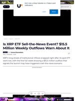 Is XRP ETF Sell-the-News Event? $15.5 Million Weekly Outflows Warn About It - U.Today
