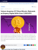 Volcon Acquires 317 More Bitcoin, Rebrands as Empery Digital With Over 3,500 BTC