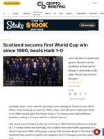 Scotland secures first World Cup win since 1990, beats Haiti 1-0