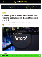 eToro Expands Global Reach with 24/5 Trading and Ethereum-Based Stocks in the U.S