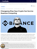 Changpeng Zhao Says Crypto Can Survive Quantum Computing