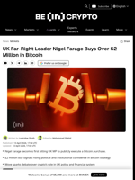 Far-Right Reform UK’s Nigel Farage Buys Millions in Bitcoin