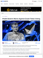 Ethereum’s Vitalik Buterin Gives Warning For Zcash Community