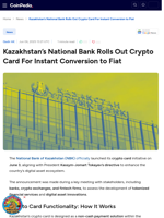 Kazakhstan’s National Bank Rolls Out Crypto Card For Instant Conversion to Fiat