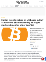 Iranian missile strikes on US bases in Gulf States send Bitcoin tumbling as crypto markets brace for wider conflict
