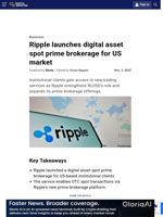 Ripple launches digital asset spot prime brokerage for US market