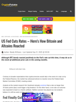 US Fed Cuts Rates – Here’s How Bitcoin and Altcoins Reacted