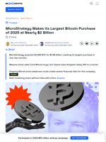 MicroStrategy Buys $2 Billion in Bitcoin, Its Largest of 2025