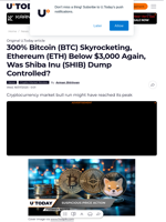 300% Bitcoin (BTC) Skyrocketing, Ethereum (ETH) Below $3,000 Again, Was Shiba Inu (SHIB) Dump Controlled?