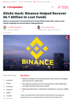 KiloEx Hack: Binance Helped Recover $6.1 Million In Lost Funds | Coinspeaker