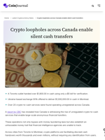 Crypto loopholes across Canada enable silent cash transfers - CoinJournal