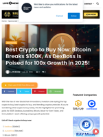 Best Crypto to Buy Now: Bitcoin Breaks $100K, As DexBoss Is Poised for 100x Growth in 2025! | Live Bitcoin News