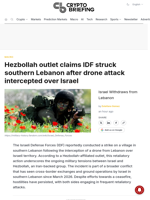 Hezbollah outlet claims IDF struck southern Lebanon after drone attack intercepted over Israel