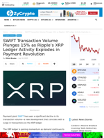 SWIFT Transaction Volume Plunges 15% as Ripple's XRP Ledger Activity Explodes in Payment Revolution ⋆ ZyCrypto