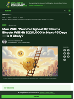 ‘World’s Smartest Man' Says Bitcoin Price Will Hit $220,000 — Is It Likely? | CCN.com