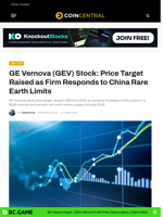 GE Vernova (GEV) Stock: Price Target Raised as Firm Responds to China Rare Earth Limits - CoinCentral