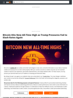 Bitcoin Hits New All-Time High as Trump Pressures Fed to Slash Rates Again - Brave New Coin