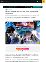 Bitcoin all-time high rally catalyzed by Japanese bond market turbulence