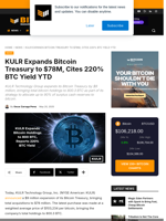 KULR Expands Bitcoin Treasury To $78M, Cites 220% BTC Yield YTD