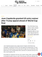Joan Capdevila granted US entry waiver after Trump appeal ahead of World Cup final