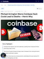 Michael Arrington Warns Coinbase Hack Could Lead to Deaths - Here’s Why
