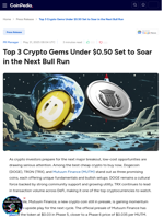 Top 3 Crypto Gems Under $0.50 Set to Soar in the Next Bull Run - Dogecoin (DOGE), TRON (TRX), and Mutuum Finance (MUTM)