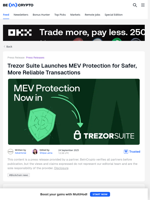 Trezor Suite Adds MEV Protection for Safer Crypto Transactions