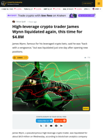 James Wynn, High-Stakes Leveraged Crypto Trader, Liquidated Once Again