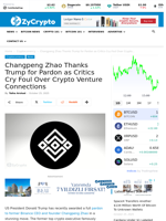 Changpeng Zhao Thanks Trump for Pardon as Critics Cry Foul Over Crypto Venture Connections ⋆ ZyCrypto