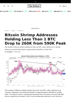 Bitcoin Shrimp Addresses Holding Less Than 1 BTC Drop to 260K from 590K Peak - 