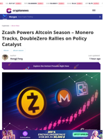 Zcash Leads Altcoin Season as Monero, DoubleZero Join the Move