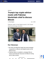Trump's top crypto advisor meets with Pakistan blockchain chief to discuss Bitcoin